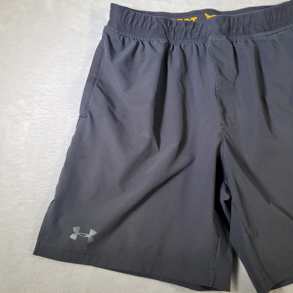 Under Armour Project Rock Training Shorts Mens XL Black Excellent HeatGear 8in - Picture 2 of 12